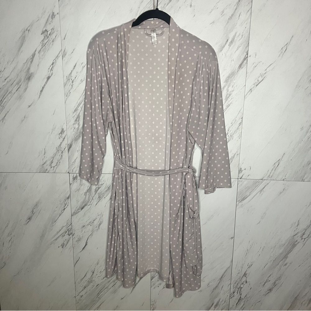 3/$50 Marilyn Monroe Gray Polka Dot Soft Loungewear Stretch Knit Robe Size Large
